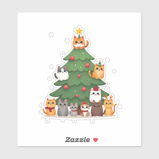 Frohe Catmas lustige Weihnachtsbaum, Cats Xmas Meo Aufkleber (Blatt)