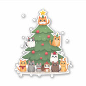 Frohe Catmas lustige Weihnachtsbaum, Cats Xmas Meo Aufkleber (Vorderseite)