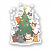 Frohe Catmas lustige Weihnachtsbaum, Cats Xmas Meo Aufkleber (Vorderseite)