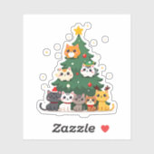 Frohe Catmas lustige Weihnachtsbaum, Cats Xmas Meo Aufkleber (Blatt)