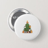 Frohe Catmas lustige Weihnachtsbaum, Cats Xmas Meo Button (Vorne & Hinten)