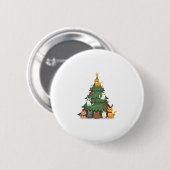 Frohe Catmas lustige Weihnachtsbaum, Cats Xmas Meo Button (Vorne & Hinten)