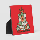 Frohe Catmas Niedliche Katze Weihnachtsbaum Urlaub Fotoplatte (Vorderseite)