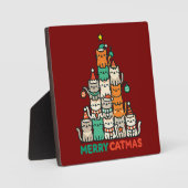 Frohe Catmas Niedliche Katze Weihnachtsbaum Urlaub Fotoplatte (Vorderseite)