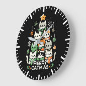 Frohe Catmas Niedliche Katze Weihnachtsbaum Urlaub Große Wanduhr (Winkel)