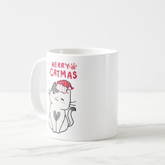 Frohe Catmas Niedliche Weihnachten Kaffeetasse (Vorderseite Links)
