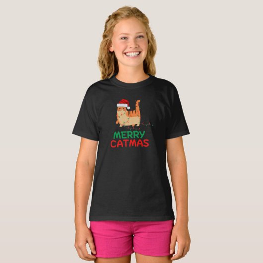 Frohe Catmas Weihnachten Funny Funny T - Shirt (Vorne ganz)