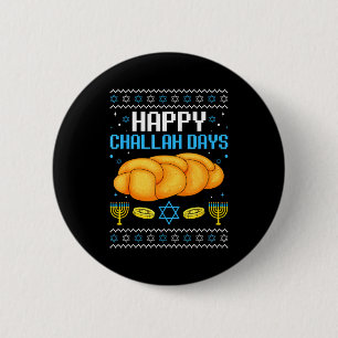Frohe Challah-Tage Hässliches Weihnachten Chanukka Button