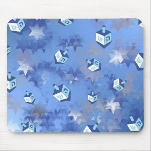 Frohe Chanukka Fallende Sterne und Dreidels Mousepad