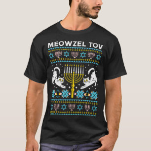 Frohe Chanukka Hanukkah-Katze hässliches Weihnacht T-Shirt