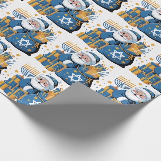 Frohe Chanukka Santa Geschenkpapier (Ecke)