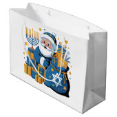 Frohe Chanukka Santa  Große Geschenktüte (Rückseite Schrägansicht)