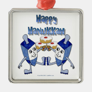 Frohe Chanukka tanzende Dreidels Berliner Ornament Aus Metall