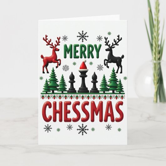 Frohe Chessmas Karte Schachspieler Geschenk (Vorderseite)