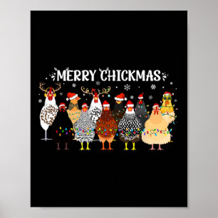 Frohe Chickmas Hühnchen Bauer Weihnachtsmannmütze  Poster