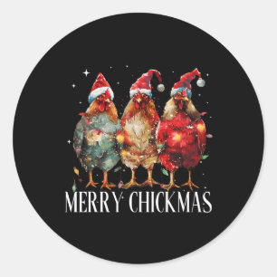 Frohe Chickmas WeihnachtsLICHT Weihnachtsmannmütze Runder Aufkleber