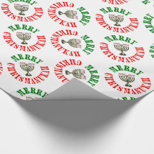 Frohe Chrismanukah- Weihnachten Chanukka Menora Geschenkpapier