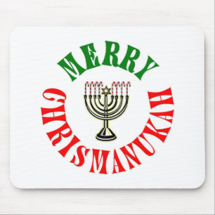 Frohe Chrismanukah- Weihnachten Chanukka Menora Mousepad