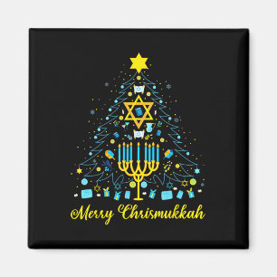 Frohe Chrismukkah Menora Weihnachtsbaum Chanukka  Magnet