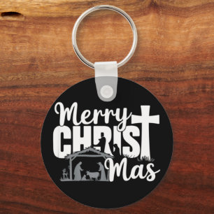 Frohe Christ Mas Christian Weihnachten Jesus Famil Schlüsselanhänger