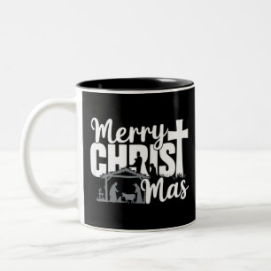 Frohe Christ Mas Christian Weihnachten Jesus Famil Zweifarbige Tasse