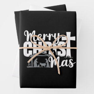 Frohe Christ Mas Christlich Weihnachten Jesus Fami Geschenkpapier Set