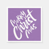 Frohe Christliche Weihnachtsbriefe Religious Purp Serviette (Vorderseite)
