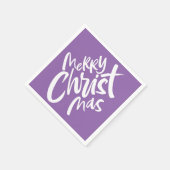 Frohe Christliche Weihnachtsbriefe Religious Purp Serviette (Ecke)