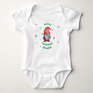 Frohe Christmas Gnomie   Boy Gnome Baby Strampler