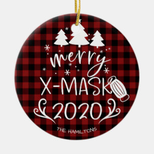 Frohe ChristMaske Lustig 2020 Covid Pandemie Keramik Ornament