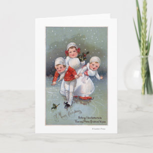 Frohe ChristmasLittle Kids Ice Skaten Feiertagskarte
