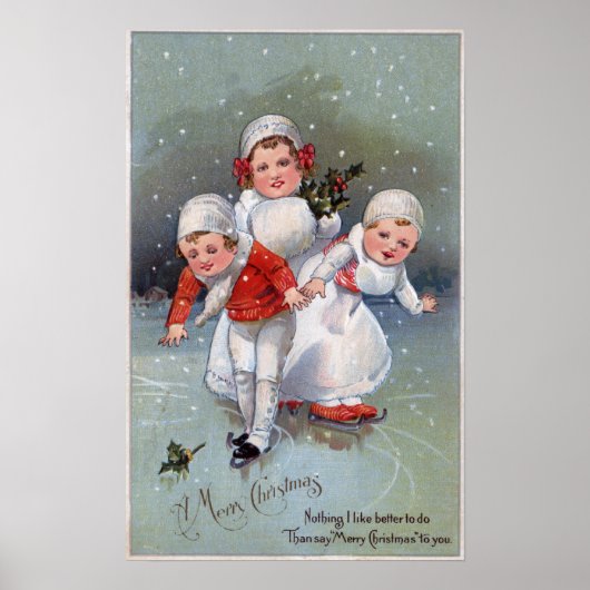 Frohe ChristmasLittle Kids Ice Skaten Poster (Vorne)