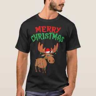 Frohe Christmoose Weihnachten Xmas Elch Santa Hut T-Shirt