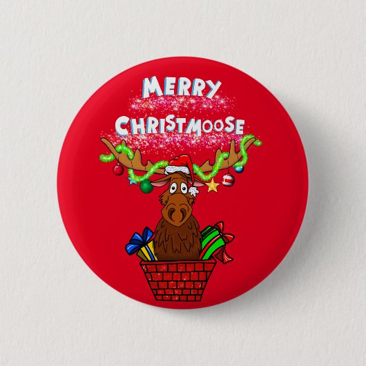 "Frohe Christmoose!" WeihnachtsknöchelButton Button (Vorderseite)
