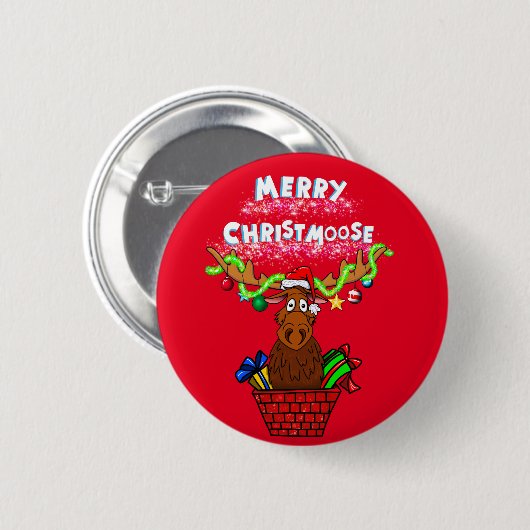 "Frohe Christmoose!" WeihnachtsknöchelButton Button (Vorne & Hinten)