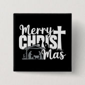 Frohe Christus Mas Christlich Weihnachten Jesus Fa Button (Vorderseite)