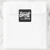 Frohe Christus Mas Christlich Weihnachten Jesus Fa Quadratischer Aufkleber (Tasche)