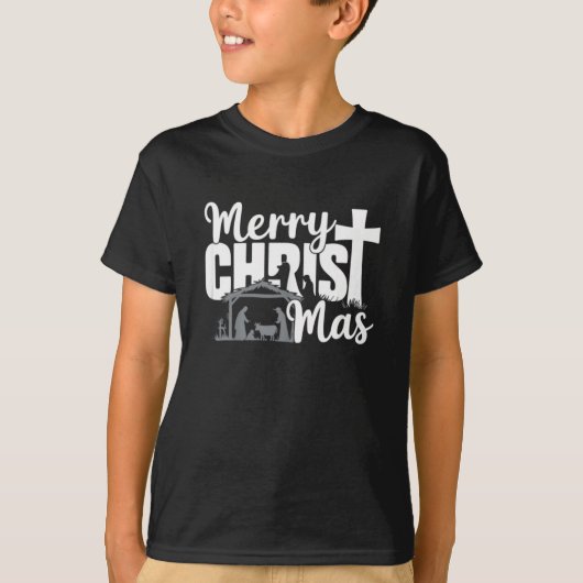 Frohe Christus Mas Christlich Weihnachten Jesus Fa T-Shirt (Vorderseite)