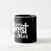 Frohe Christus Mas Christlich Weihnachten Jesus Fa Zweifarbige Tasse (Vorderseite Links)