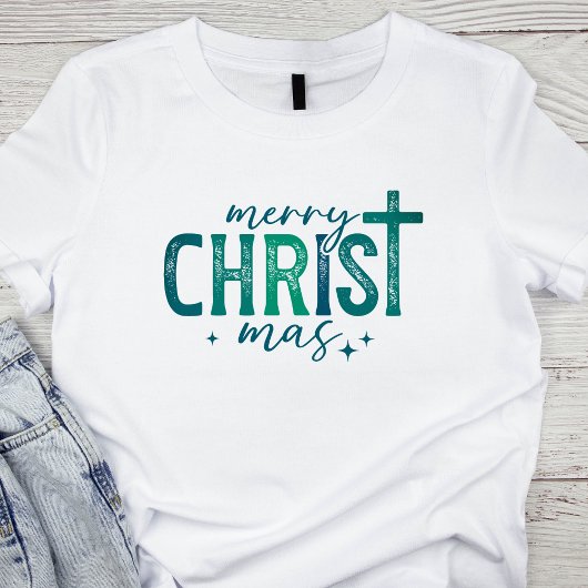 Frohe Christus mas Christliche religiöse kühne Grü Tri-Blend Shirt