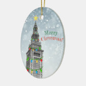 FROHE CLEVEMAS Cleveland Weihnachten Keramik Ornament (Links)