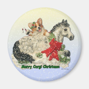 "Frohe Corgi-Weihnachten" Corgi u. Pony-Magnet Magnet