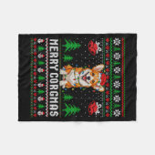 Frohe Corgmas hässlicher Pullover lustiger Corgi W Fleecedecke (Vorderseite (Horizontal))