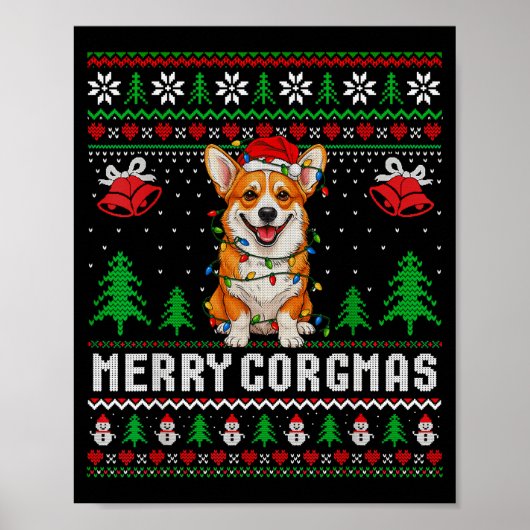Frohe Corgmas hässlicher Pullover Lustiger Corgi W Poster (Vorne)