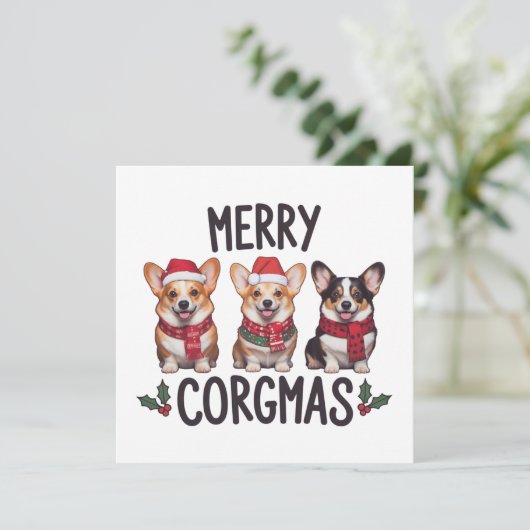 Frohe Corgmas Santa-Hut Weihnachten Corgi Hundemam (Stehend Vorderseite)