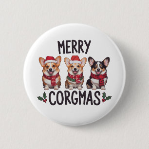 Frohe Corgmas Santa Hut Weihnachten Corgi Hundemam Button