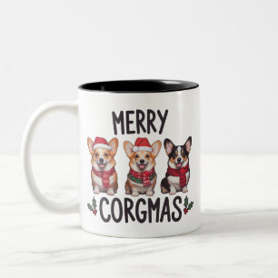 Frohe Corgmas Santa Hut Weihnachten Corgi Hundemam Zweifarbige Tasse