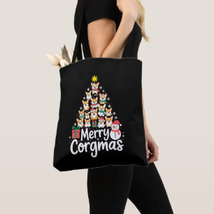 Frohe Corgmas Weihnachten Corgi Hund Baum Schneema Tasche