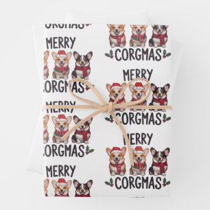 Frohe Corgmas Weihnachtsmann Hut Weihnachten Corgi Geschenkpapier Set