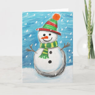 Frohe Crayon-Schneemann-Weihnachtskarte Karte